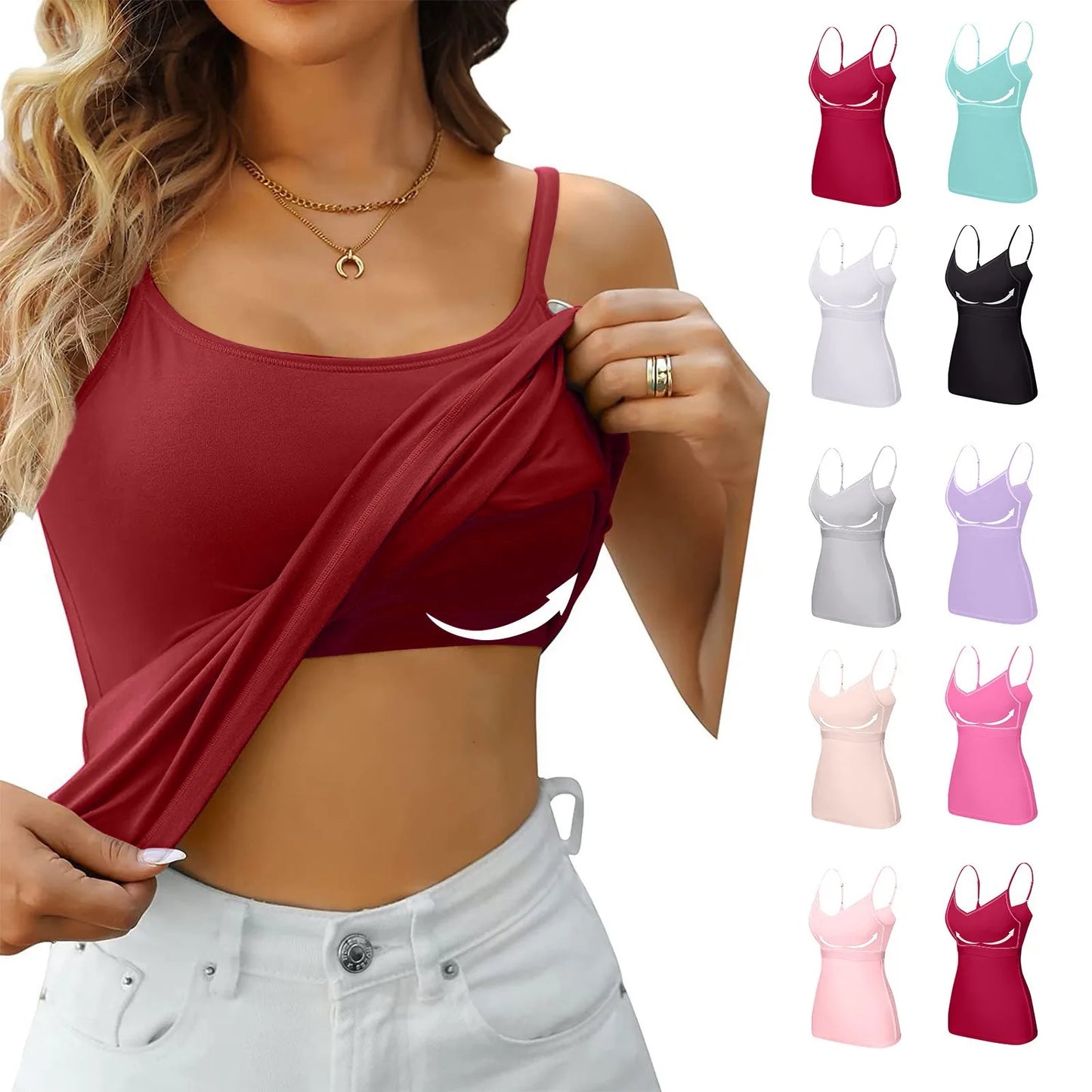 Padded Bra Tank Top  Adjustable Camisole With Built In Bra Fitness Clothing